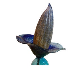 Sculptural Modernist Style Blue and Turquoise Multicolored Glass Floor Lamp