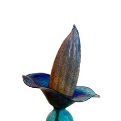 Sculptural Modernist Style Blue and Turquoise Multicolored Glass Floor Lamp