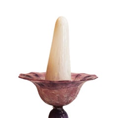 Skulpturale Stehlampe im modernistischen Stil aus mehrfarbigem Glas in Grün, Rosa und Bernstein