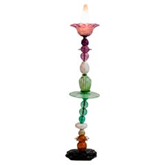 Sculptural Modernist Style Green, Pink and Amber Multicolored Glass Floor Lamp