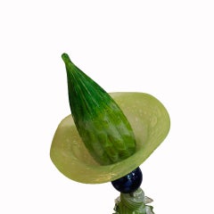 Sculptural Modernist Style Green, Purple and Amber Multicolored Glass Floor Lamp