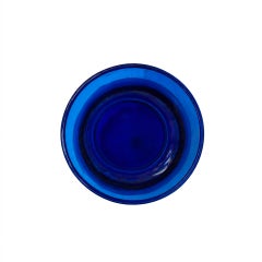 Jarrón italiano de cristal de Murano azul con forma escultural y borde acampanado, década de los 70