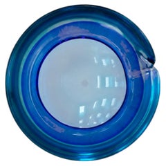 Cenicero de cristal de Murano italiano en azul y turquesa, década de los 70