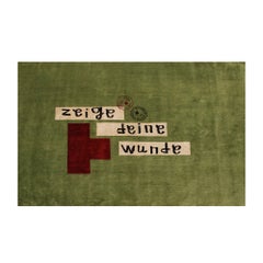 Contemporary David Delfín Green Hand-Knotted Wool And Silk Rug, Spain 2005