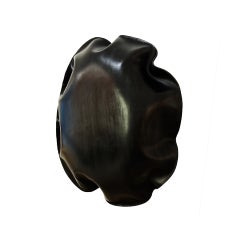 Moderne Wandskulptur aus schwarzem Naturleder von Jordi Ribaudí, 2025