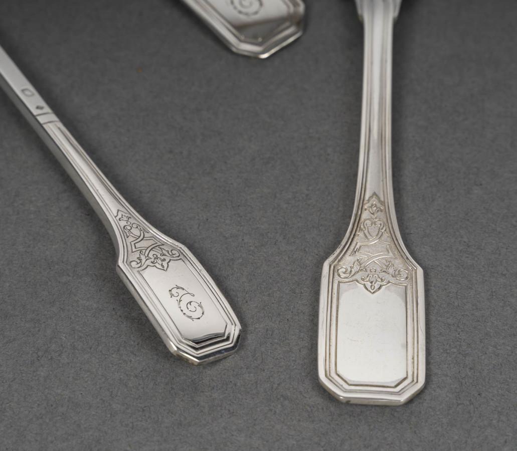 JEAN TETARD - Set de couverts en argent massif 199 pièces - années 1930 en vente 12