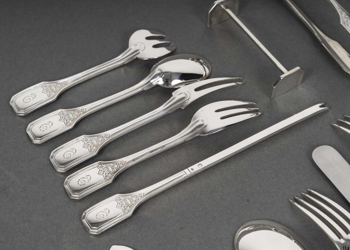 JEAN TETARD - Set de couverts en argent massif 199 pièces - années 1930 en vente 7