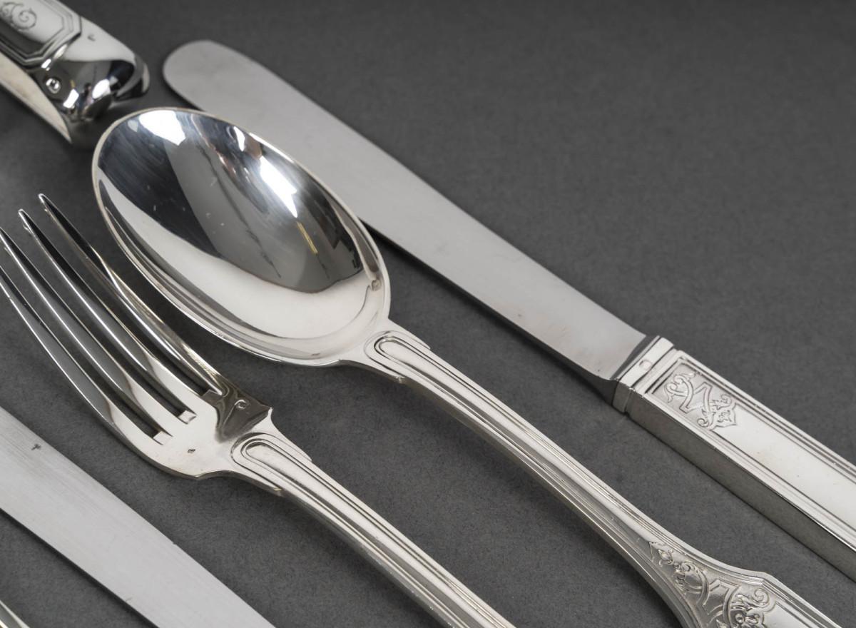 JEAN TETARD - Set de couverts en argent massif 199 pièces - années 1930 en vente 1