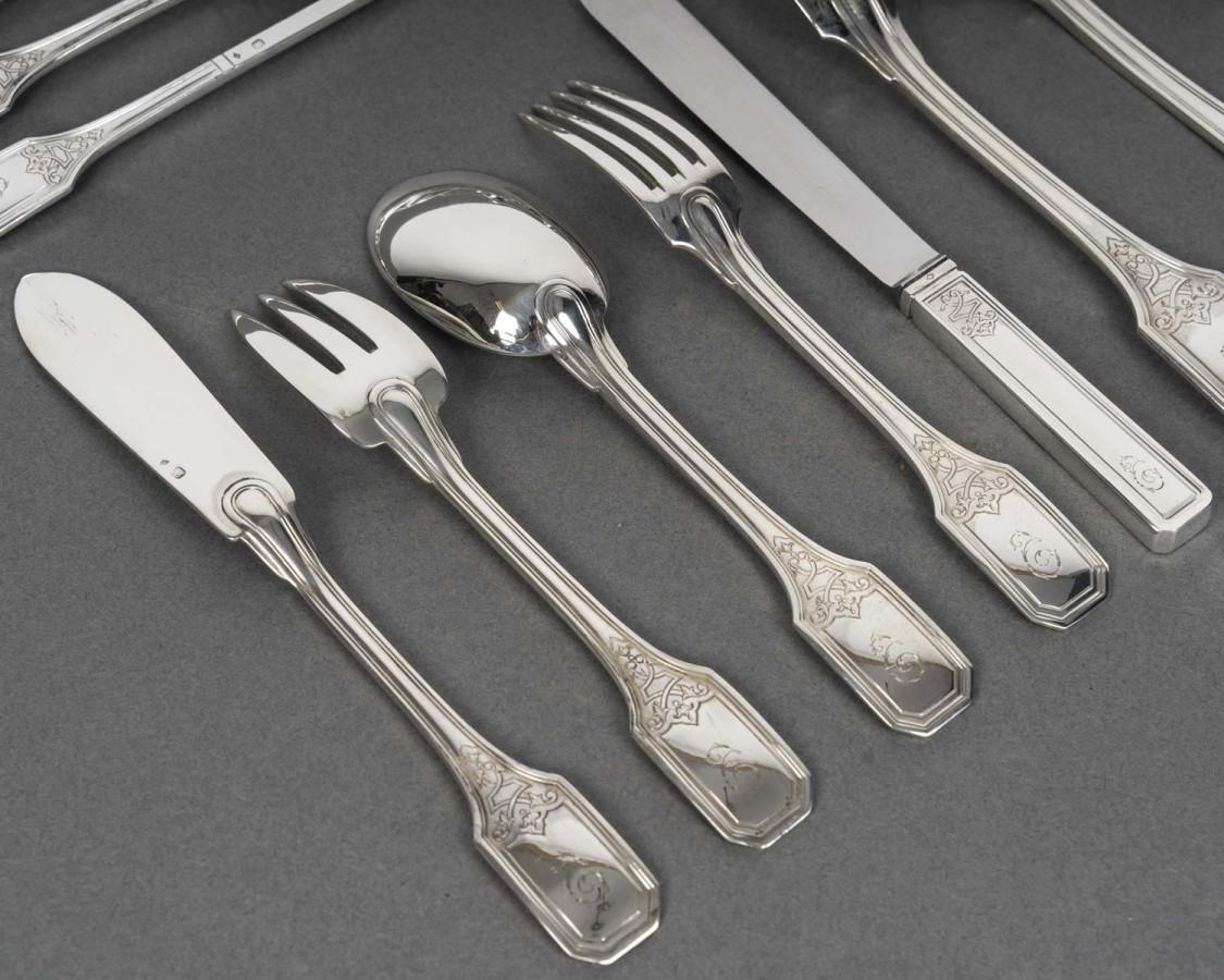 JEAN TETARD - Set de couverts en argent massif 199 pièces - années 1930 en vente 3
