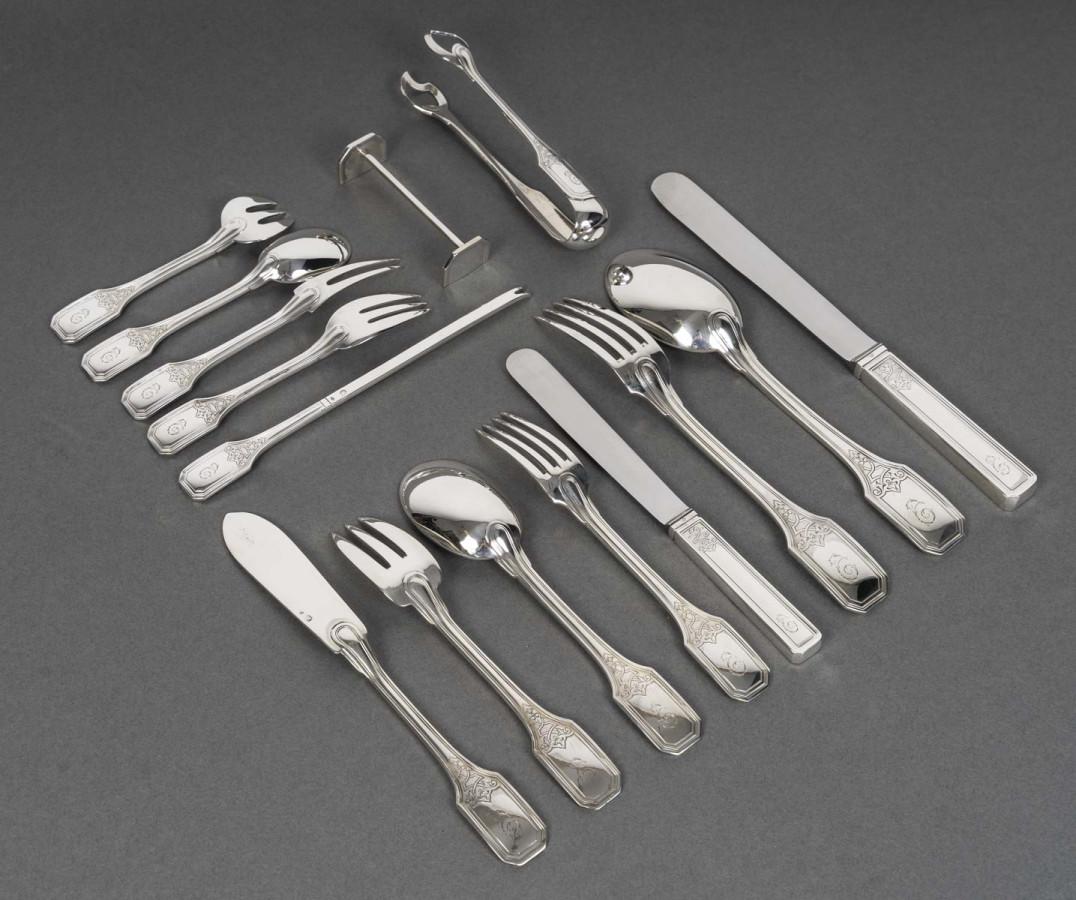 JEAN TETARD - Set de couverts en argent massif 199 pièces - années 1930 en vente 2