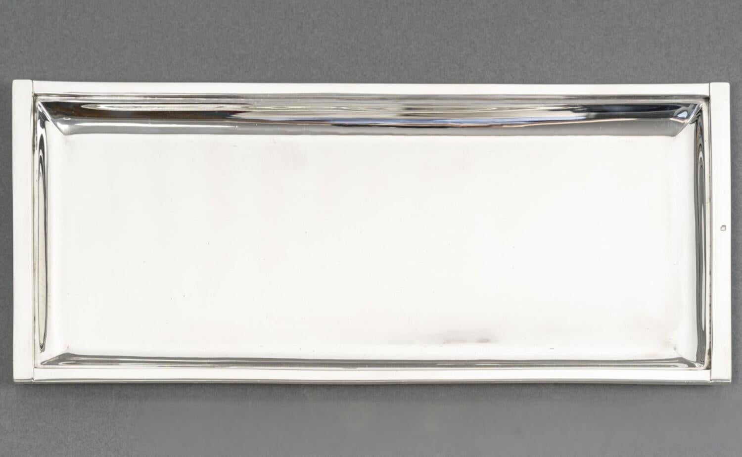 Silberschmied SAVARY - ART DECO rechteckige Silberschale um 1930 im Angebot 3