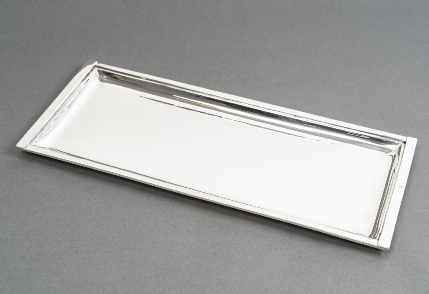 Silberschmied SAVARY - ART DECO rechteckige Silberschale um 1930 im Zustand „Hervorragend“ im Angebot in SAINT-OUEN-SUR-SEINE, FR
