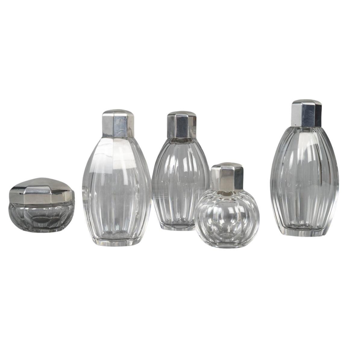 Christofle/Baccarat - Set di 5 bottiglie ART DECO 1930 circa in vendita