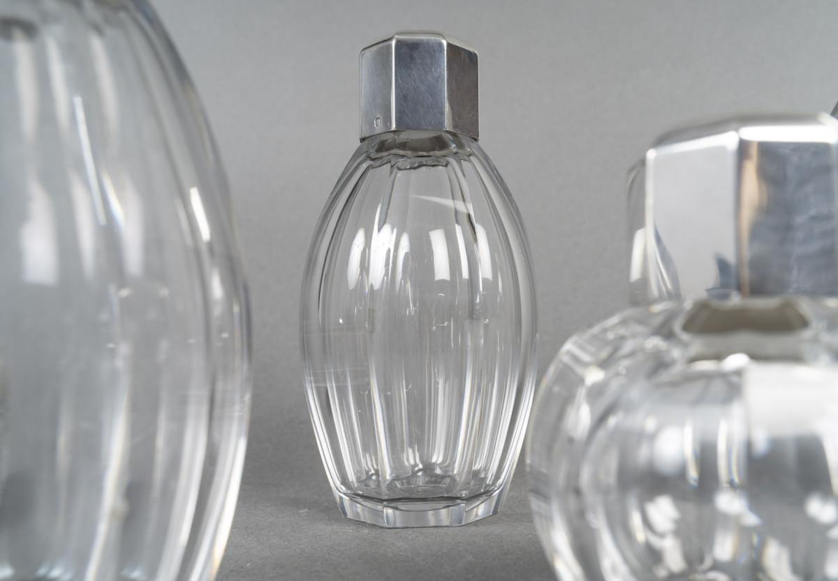 Cristallo Christofle/Baccarat - Set di 5 bottiglie ART DECO 1930 circa in vendita