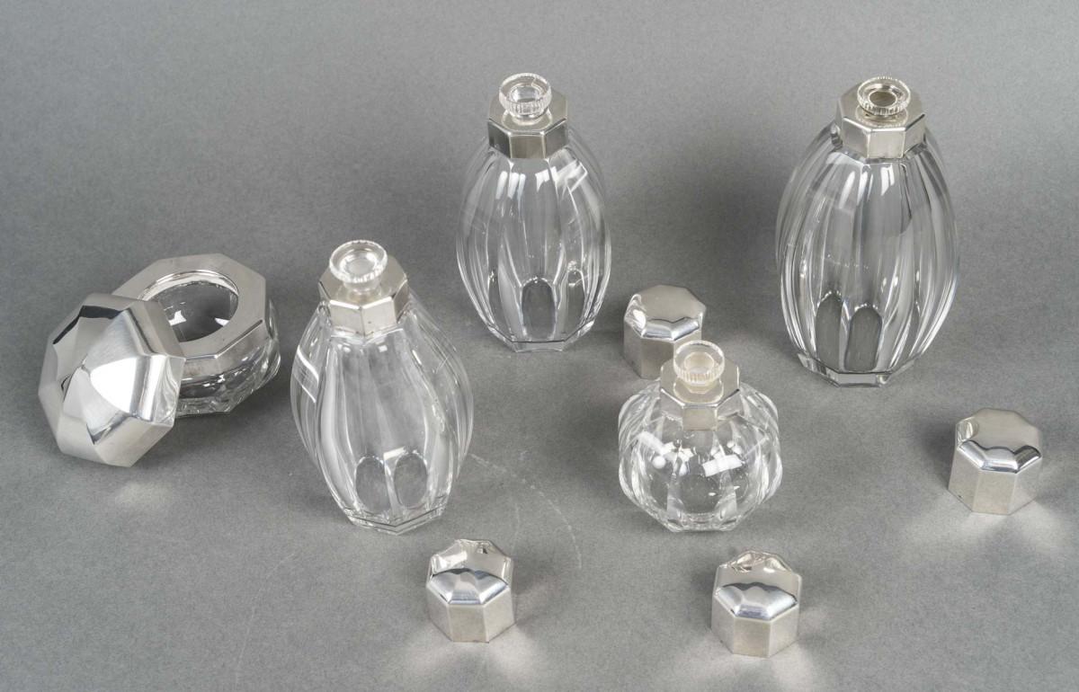 Christofle/Baccarat - Set di 5 bottiglie ART DECO 1930 circa in vendita 8
