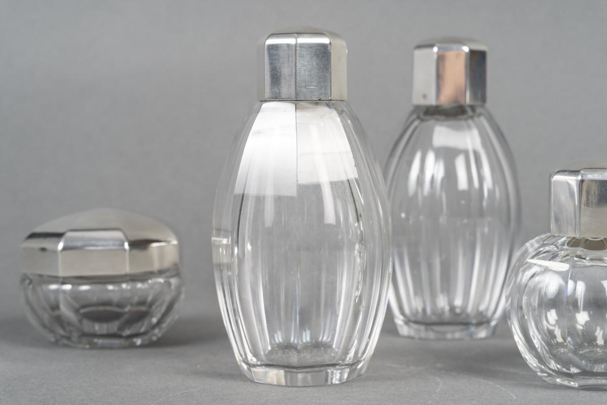 Christofle/Baccarat - Set di 5 bottiglie ART DECO 1930 circa In condizioni ottime in vendita a SAINT-OUEN-SUR-SEINE, FR