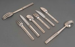 Jean E. Puiforcat — Solid Silver Flatware Set, “cannes” Pattern, Circa 1930