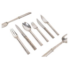 Jean E. Puiforcat — Solid Silver Flatware Set, “cannes” Pattern, Circa 1930