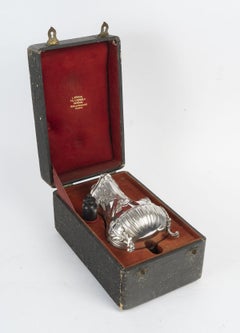 L. LAPAR – Silver coffee pot with wooden handle, late 19th century.