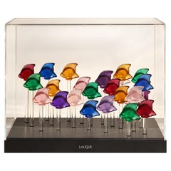 Cristal Lalique – Aquarium lumineux avec 25 poissons
