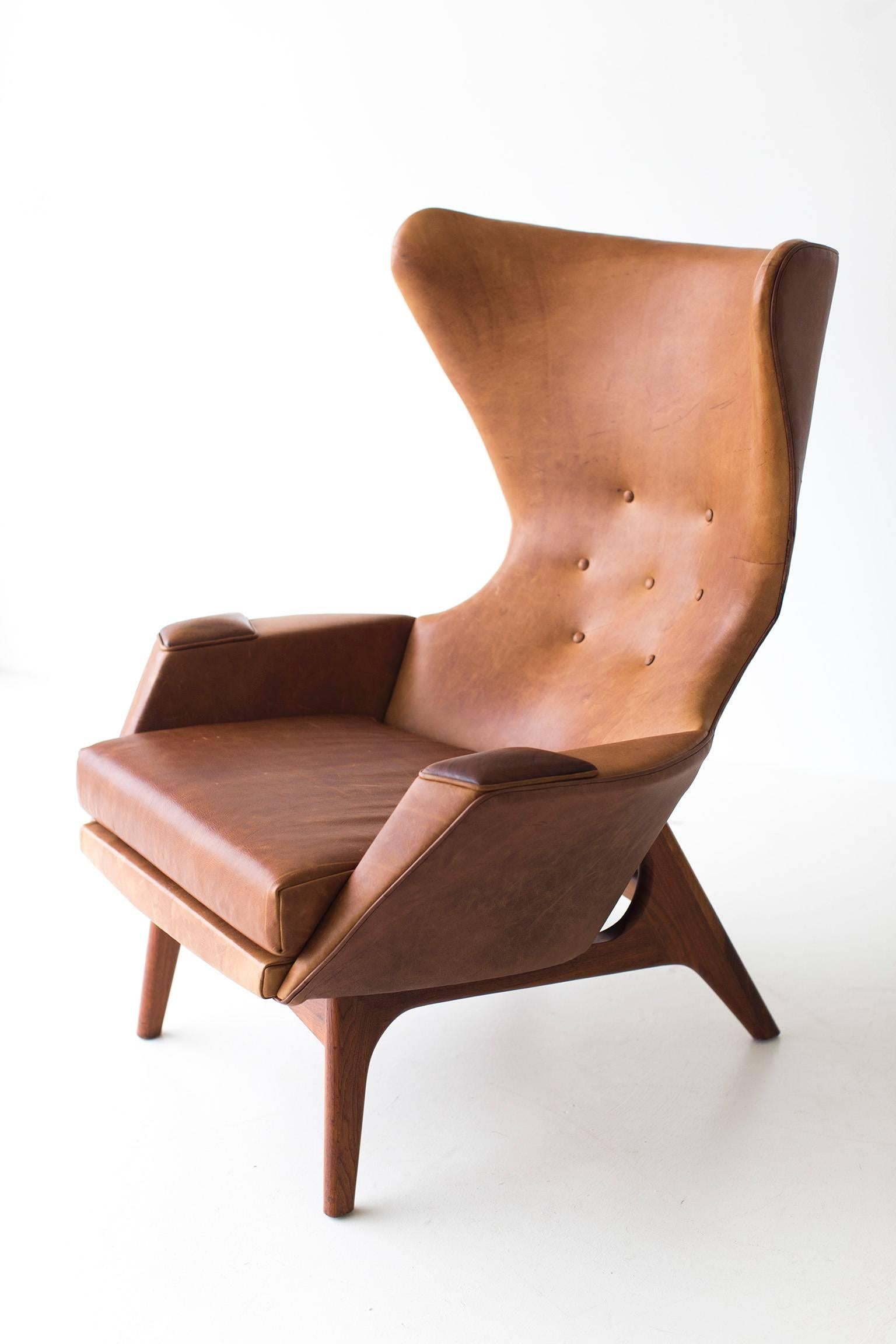Leather Adrian Pearsall Large Wing Chair for Craft Associates Inc. Model 2231-C