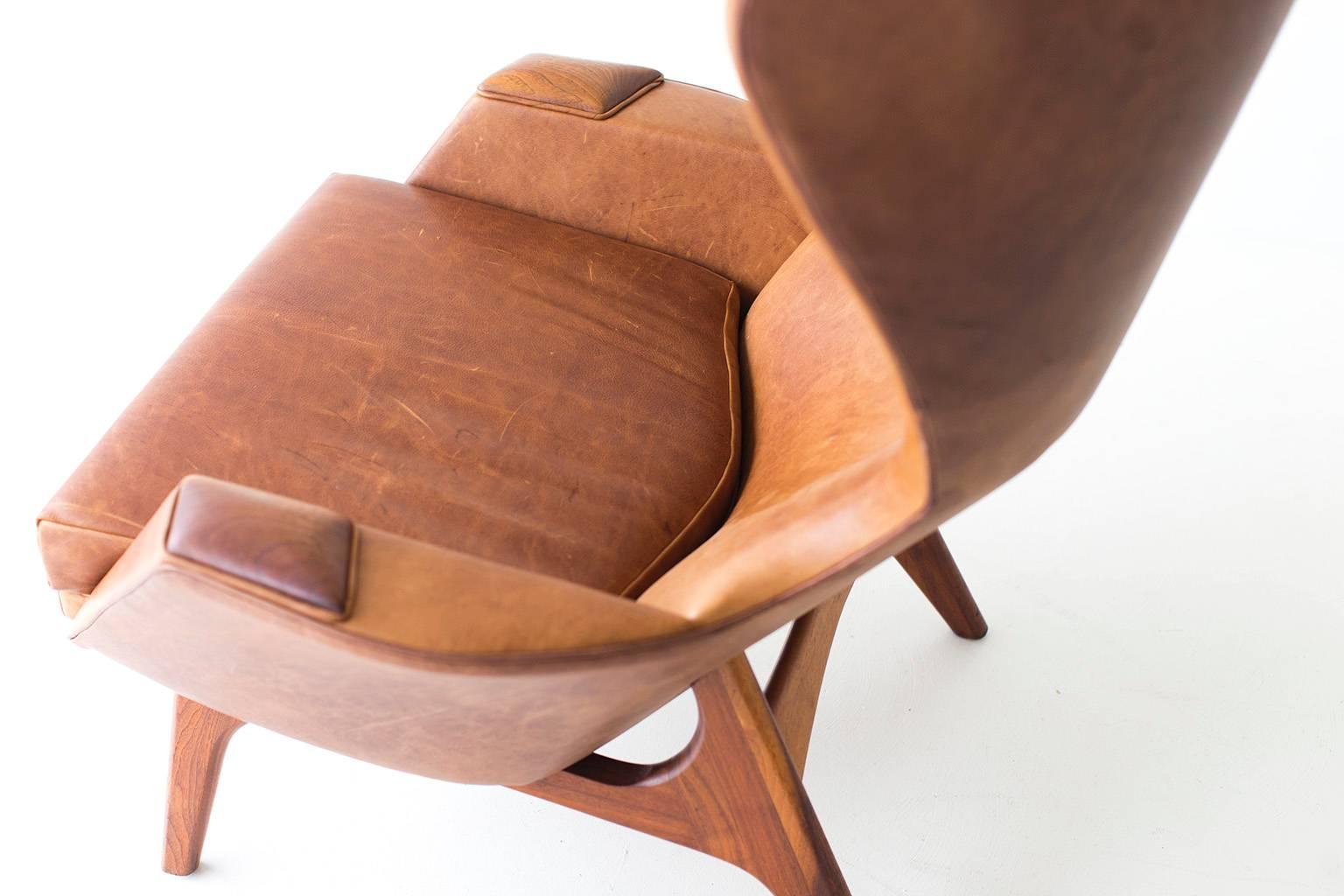 Adrian Pearsall Large Wing Chair for Craft Associates Inc. Model 2231-C In Excellent Condition In Oak Harbor, OH