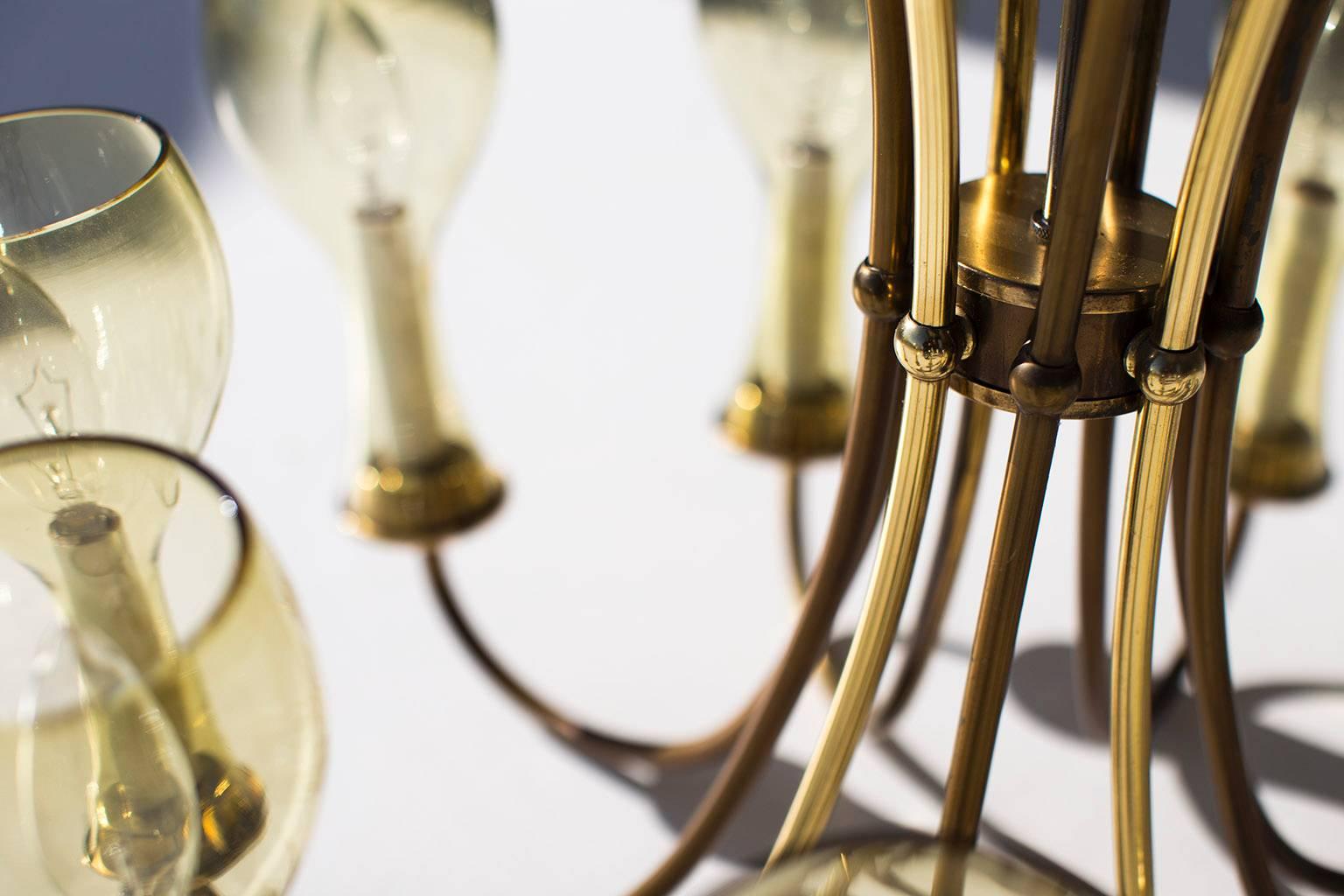 American Mid-Century Brass Chandelier for Lightcraft of California