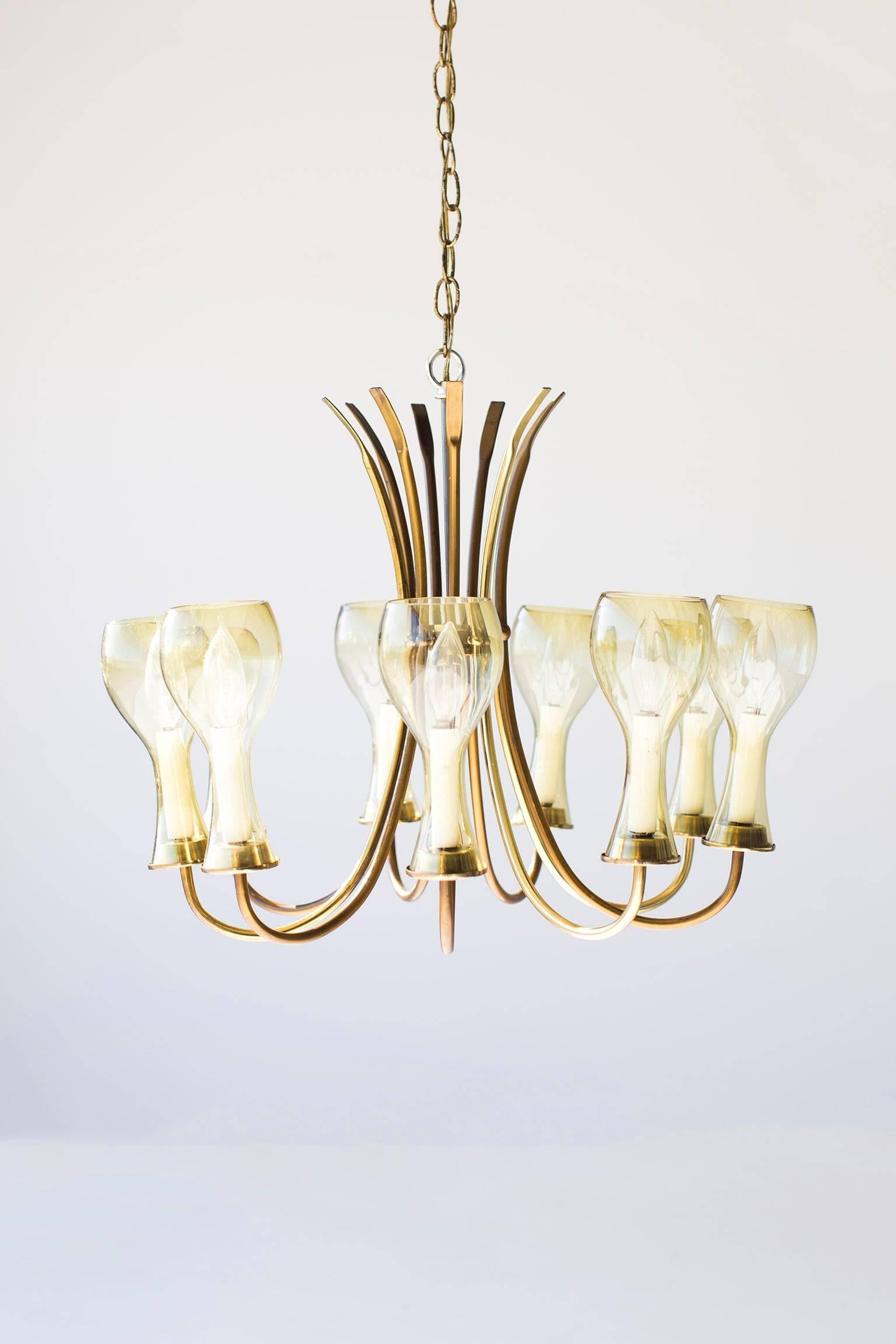 Mid-Century Brass Chandelier for Lightcraft of California In Good Condition In Oak Harbor, OH