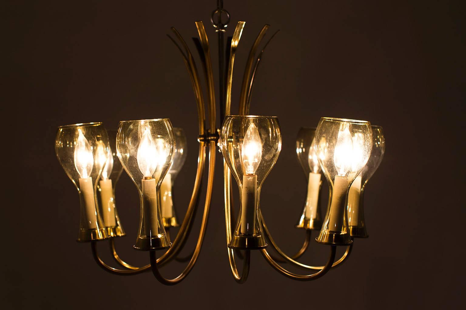 Mid-Century Brass Chandelier for Lightcraft of California 1