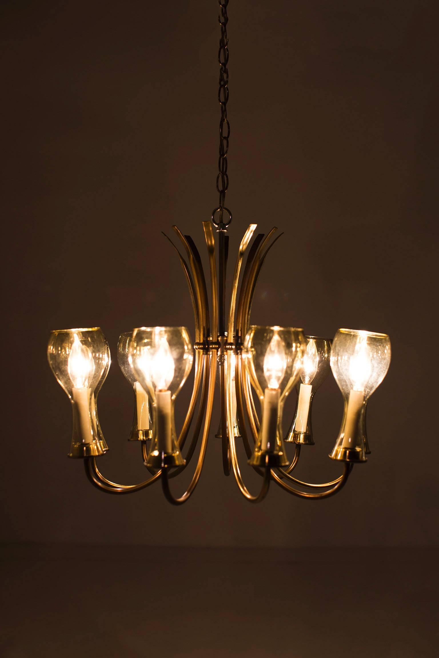 Mid-Century Brass Chandelier for Lightcraft of California 2