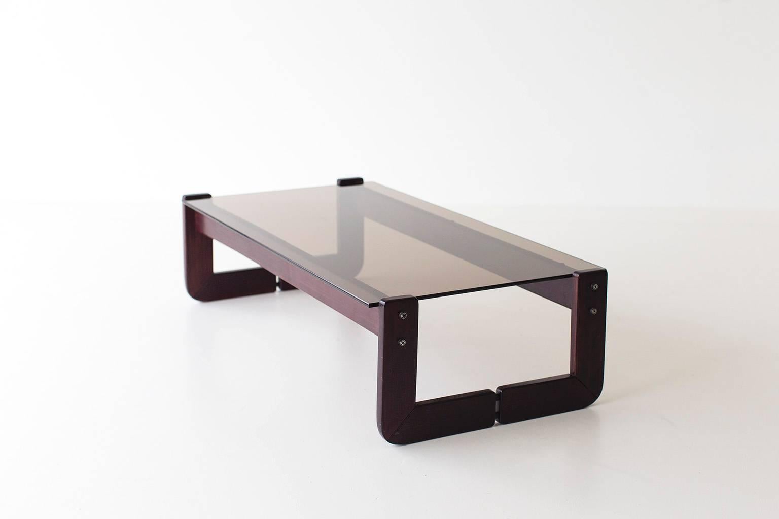 Brazilian Percival Lafer Rosewood and Glass Coffee Table