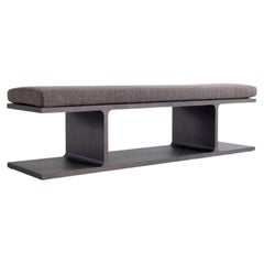Bertu Bench, Parker Contemporary Bench with Cushion, Oak Warm Slate