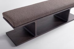 Bertu Bench, Parker Contemporary Bench with Cushion, Oak Warm Slate