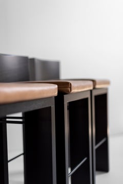 Bertu Stool, Chile Modern Bar Stool with Leather Seat, Natural White Oak