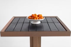 Bertu Side Table, Modern Greywash and Charcoal Tile Side Table, Sapele Mahogany