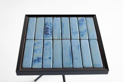 Bertu Side Table, Modern Tile Top End Table, Powder-coated Metal