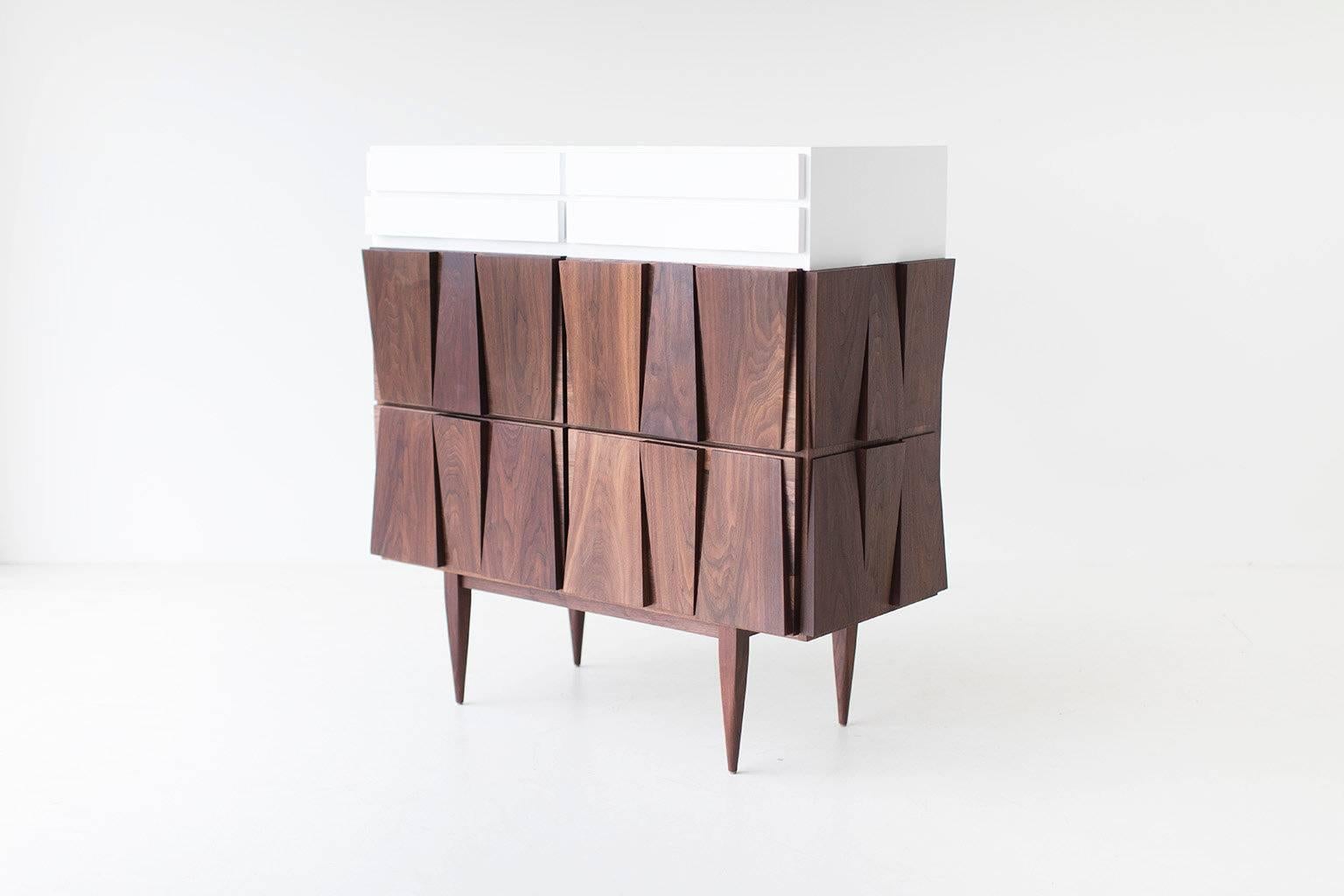 Modern Dresser - 1608 - Craft Associates® Furniture is expertly crafted. The base is constructed by hand from hard wood and not machine. The walnut is then shaped by artisans and finished with a hand applied oil. This piece is also available in