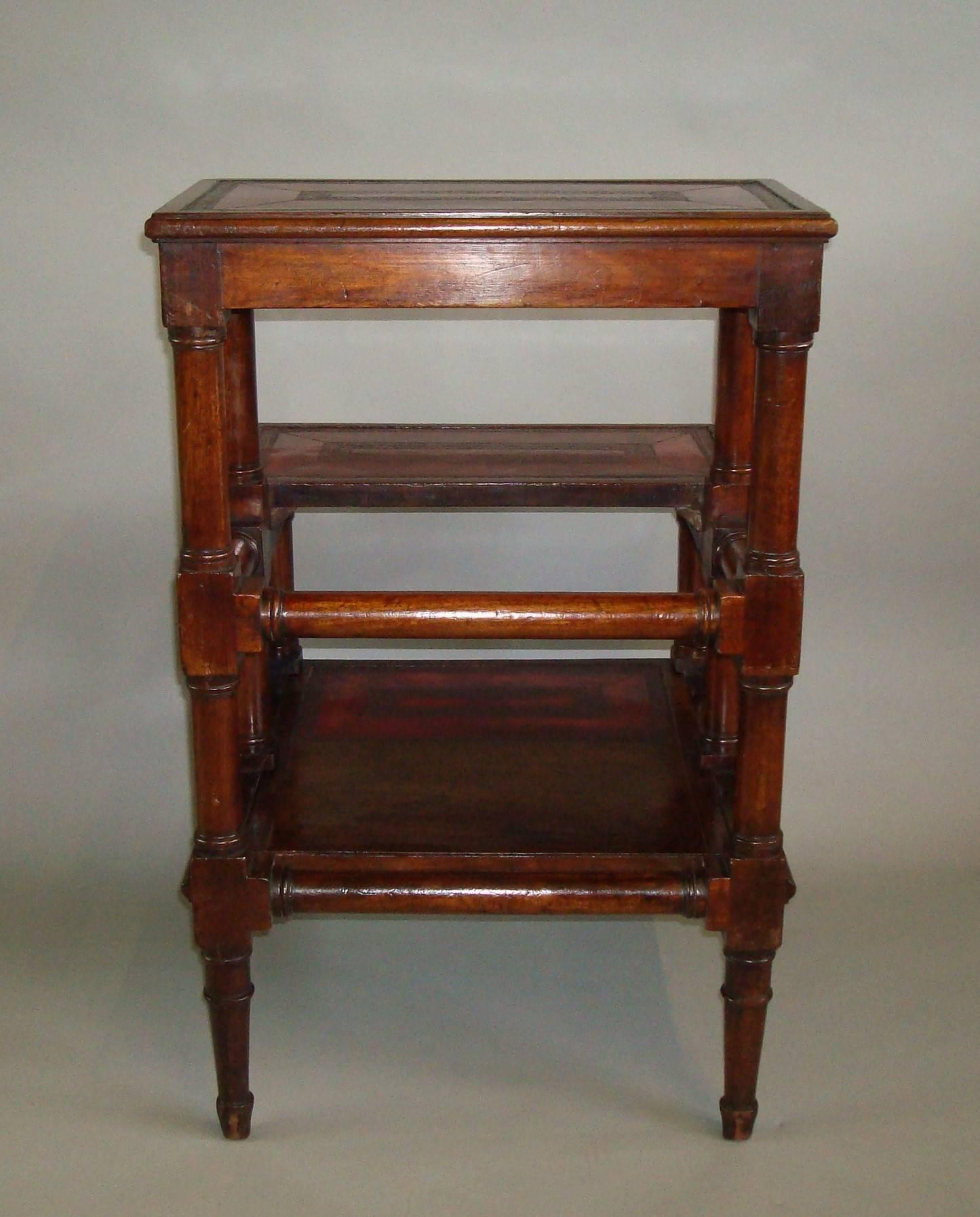 George III Mahogany Library Steps with Red Leather Treads 1