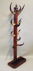 19th Century Cow Horn and Oak Hall Stand