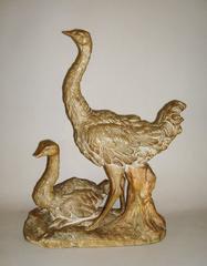 Early 20th Century Terracotta Sculpture of Ostriches