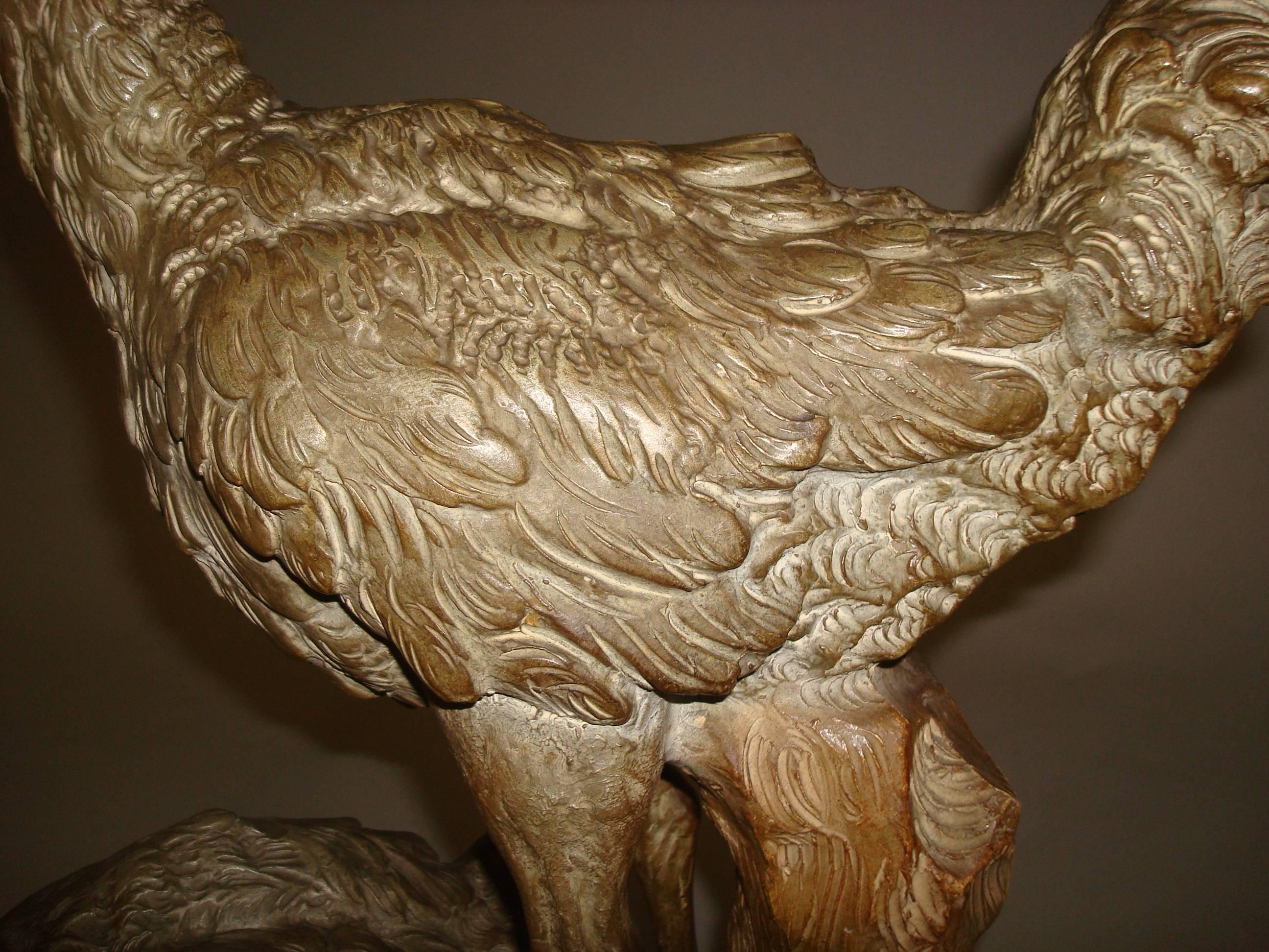 Early 20th Century Terracotta Sculpture of Ostriches For Sale 5