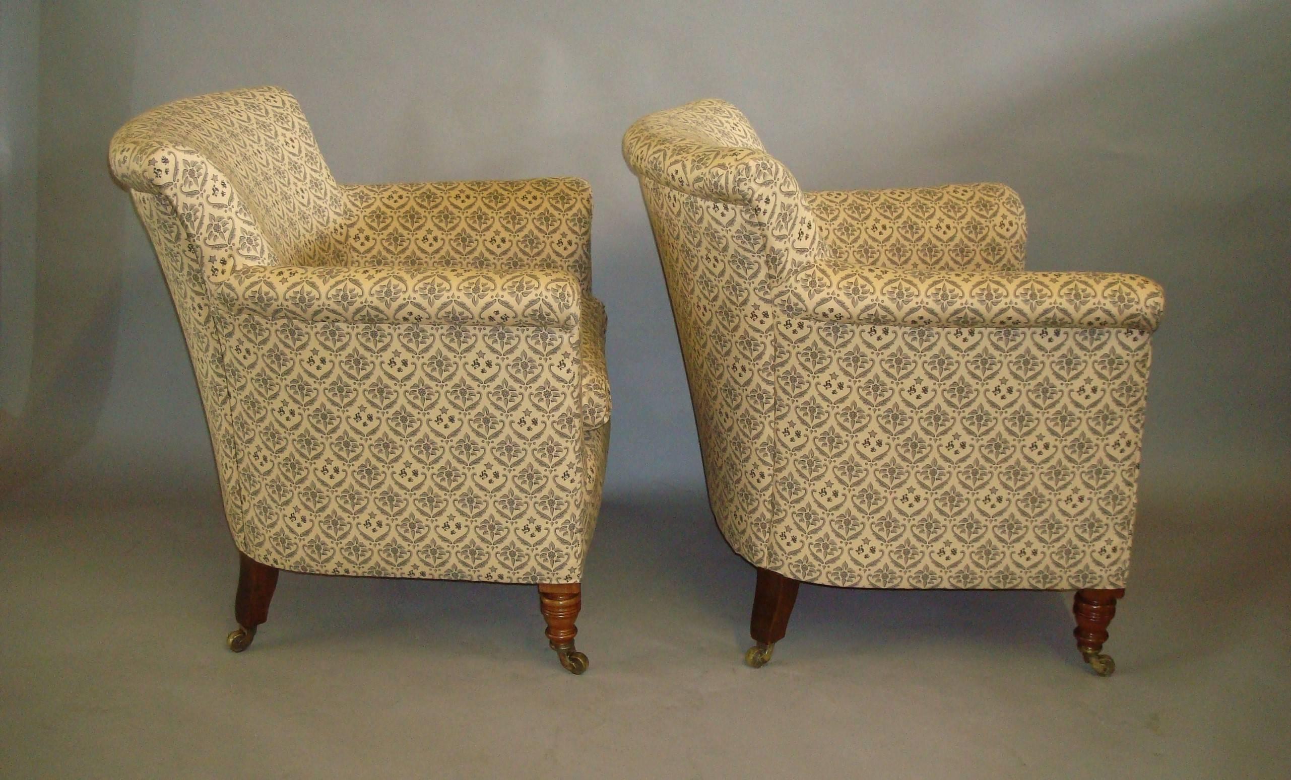 Walnut Late 19th Century Pair of Howard & Sons Armchairs