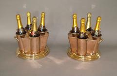 Early 20th Century Pair of Copper and Brass Champagne Coolers