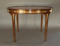 Early 20th Century Oval Mahogany and Brass Low Table