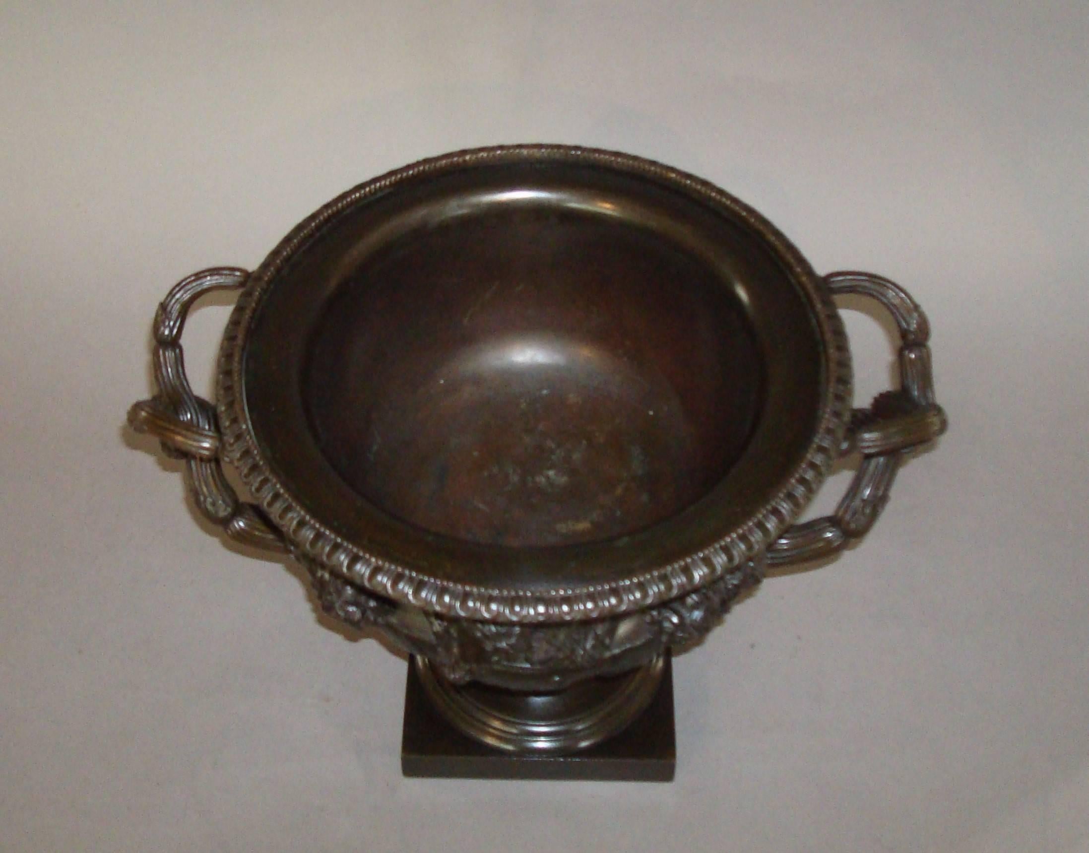 French 19th Century Grand Tour Bronze Warwick Vase For Sale