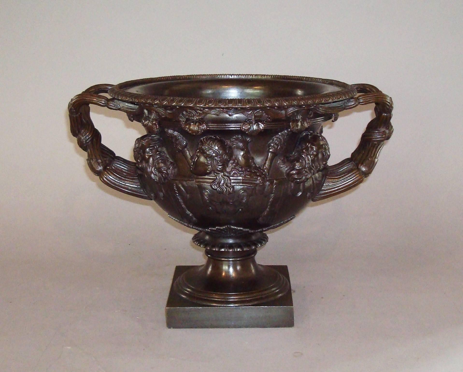 Polished 19th Century Grand Tour Bronze Warwick Vase For Sale