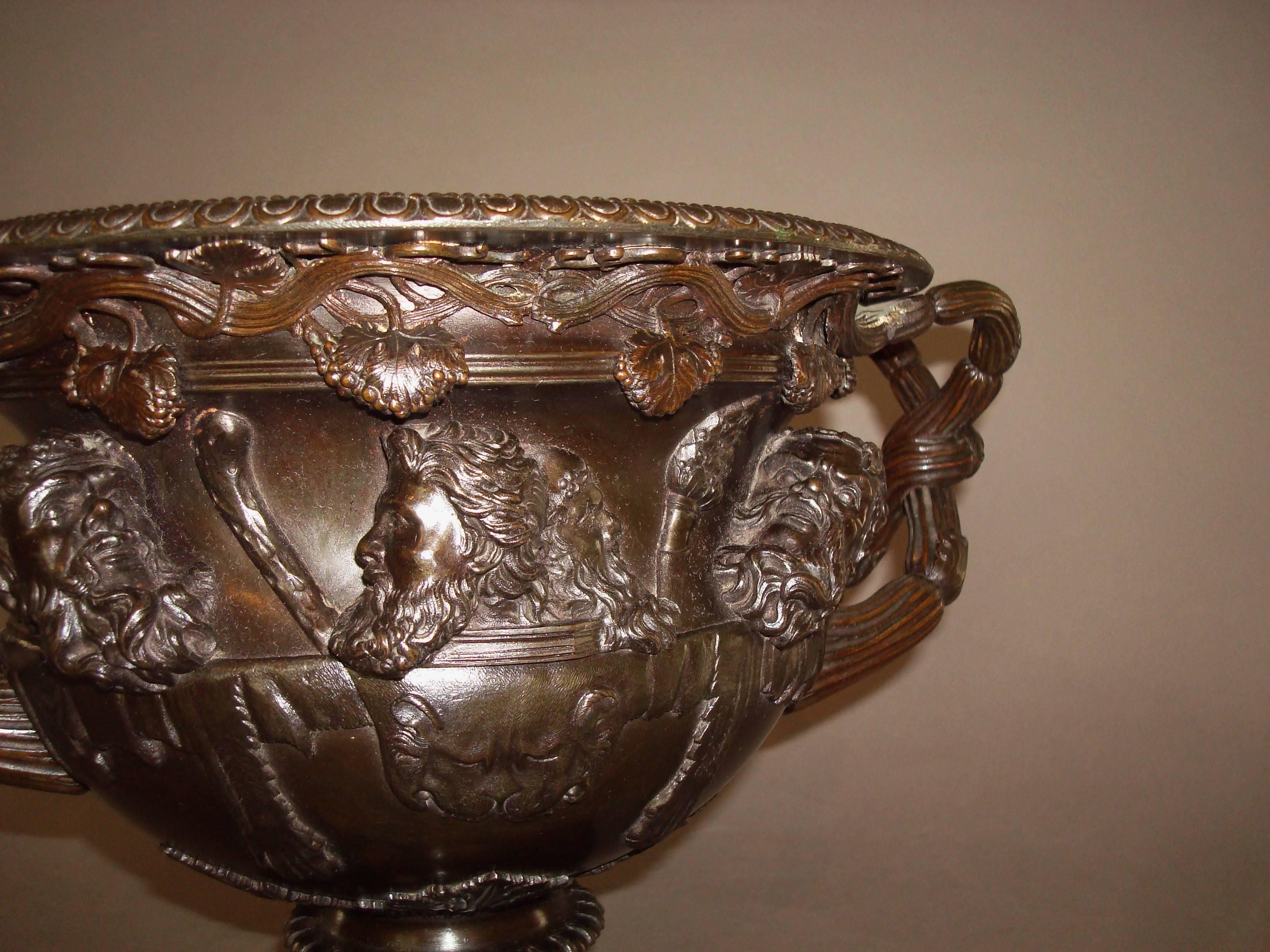 19th Century Grand Tour Bronze Warwick Vase For Sale 3