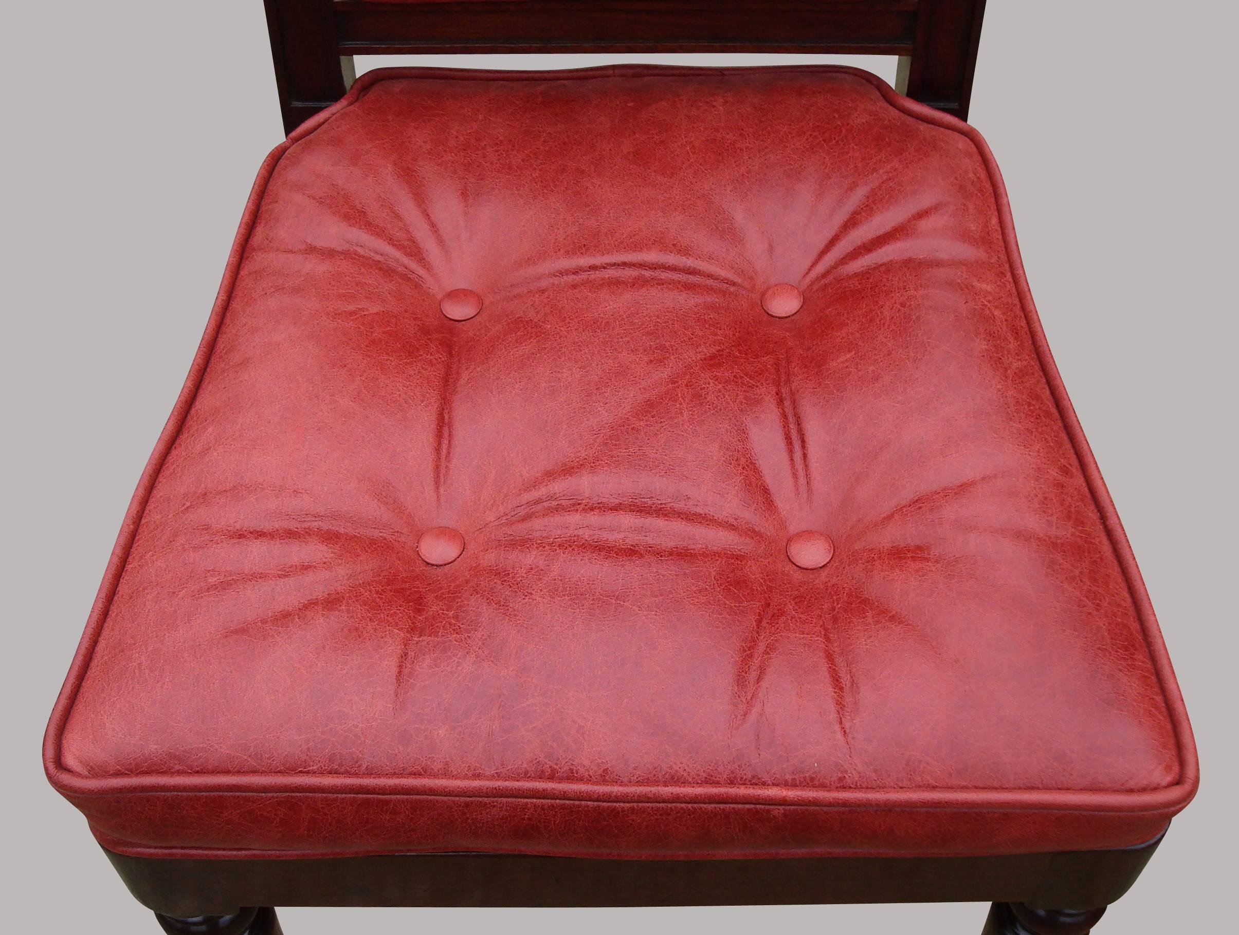 Late Regency Set of Four Mahogany and Leather Side Chairs by Gillows For Sale 3