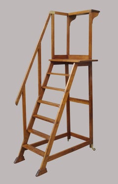 19th Century Set of Oak Library Steps, Very Large Proportions