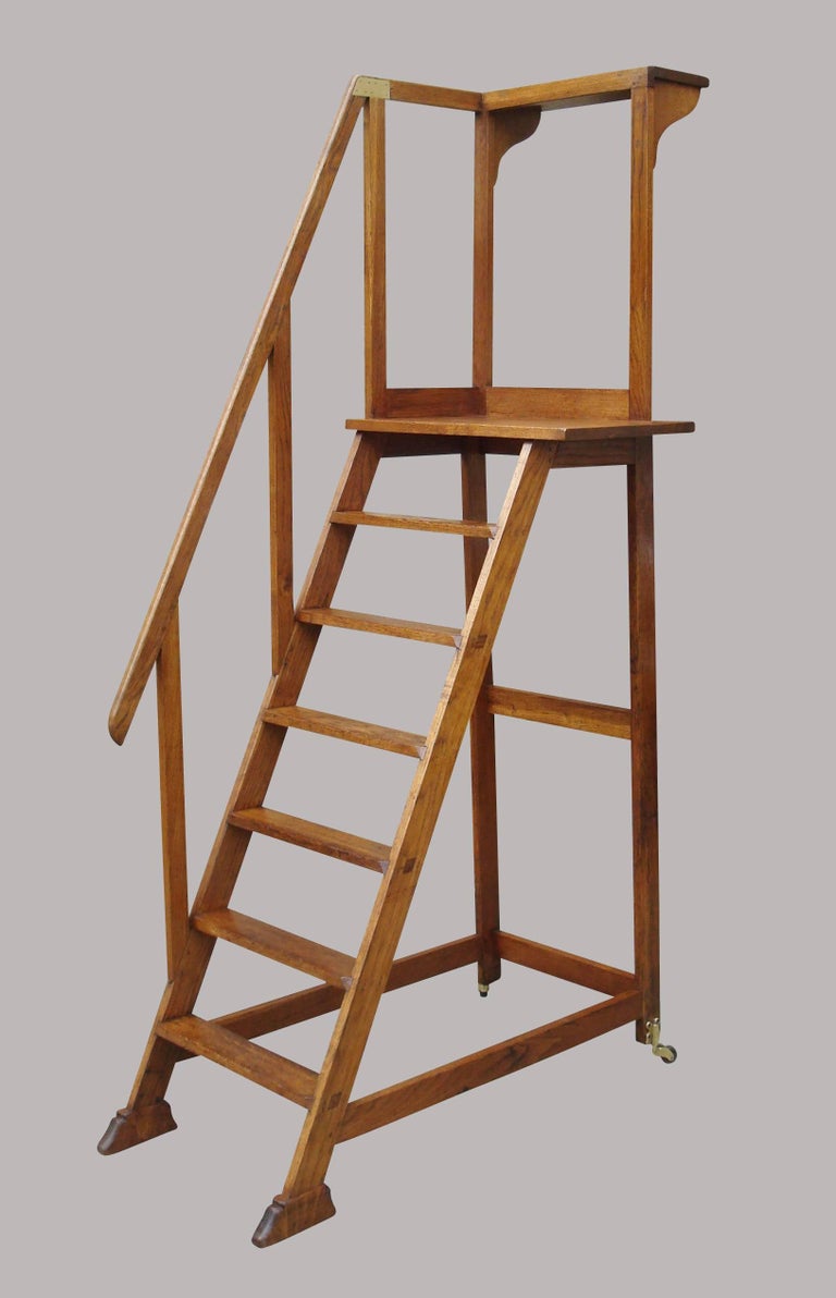 19th Century Set of Oak Library Steps, Very Large Proportions For Sale ...